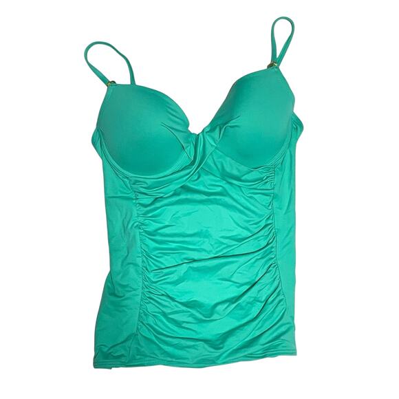 Carmen Marc Valvo Swimwear Seafoam Green Underwire Ruched Tankini Swimsuit Top - Picture 7 of 11